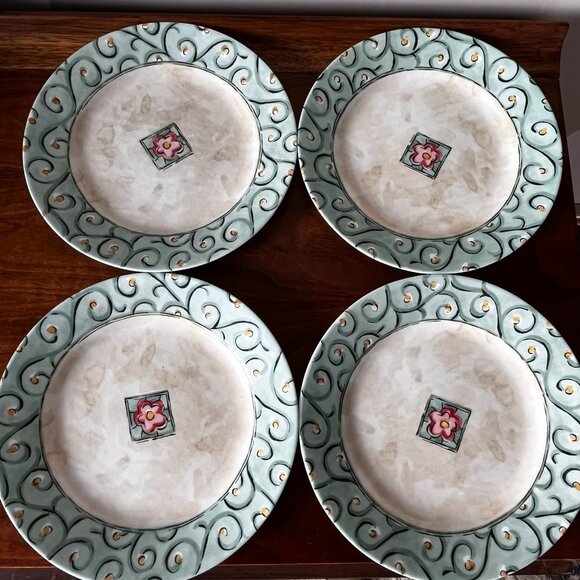 Set of 4 Corelle "Watercolors" Luncheon Plates 8.5" Salad Lunch Flower Corning - Picture 2 of 10
